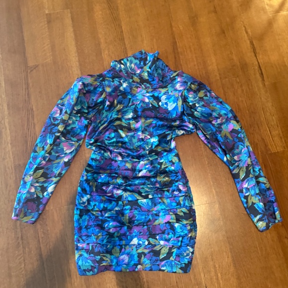 Ronny Kobo Collection Annika Mini Long Sleeve Silk Blend Floral Dress - Picture 3 of 3